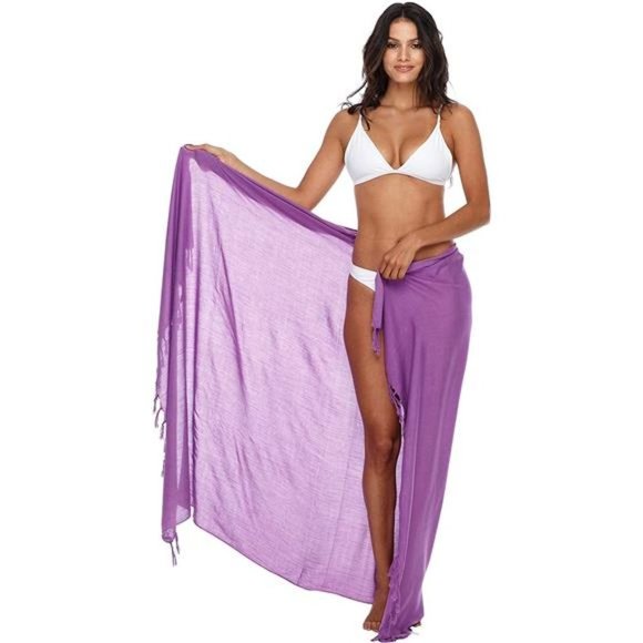 WOMENS Beach Cover Up Sarong Swimsuit Medium Purple - Picture 4 of 6